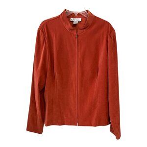 Dress Barn Faux Suede Rust Jacket – Women’s XL – Mandarin Collar – Zip Front – 4